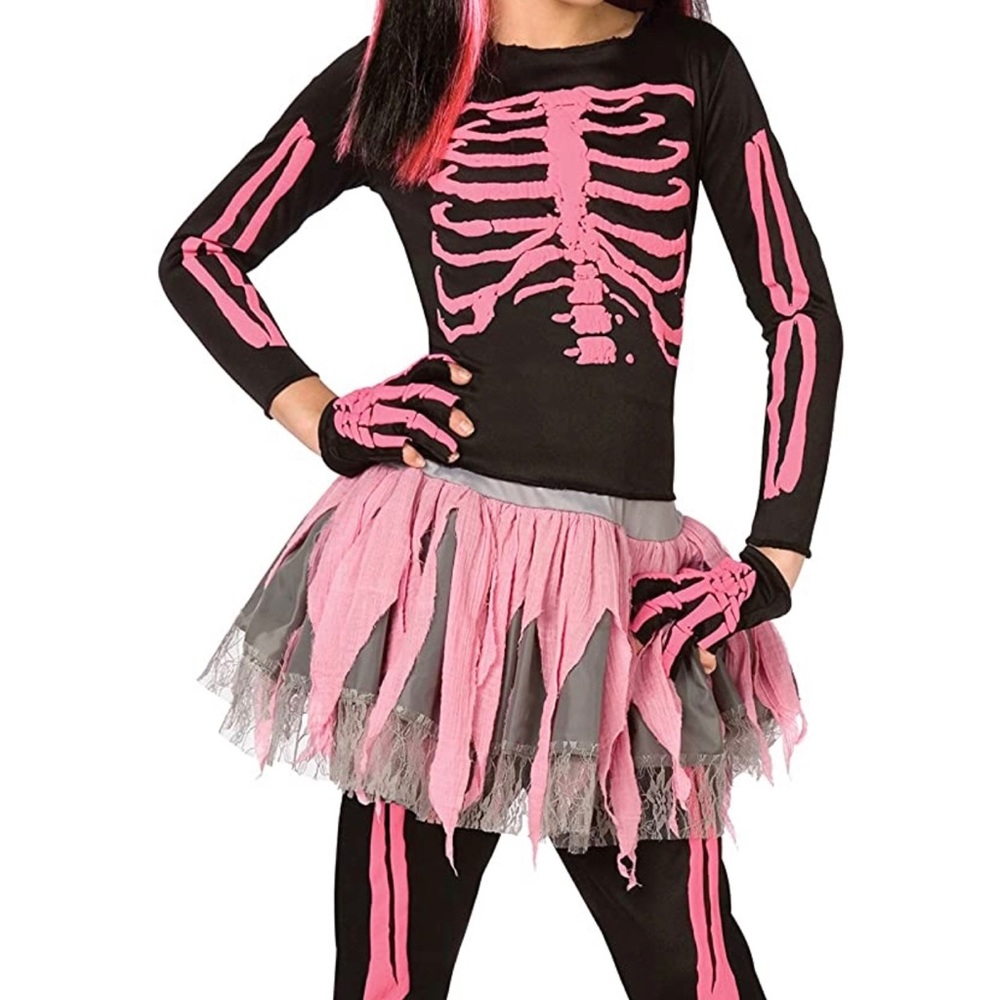Girl’s punk pink skeleton costume